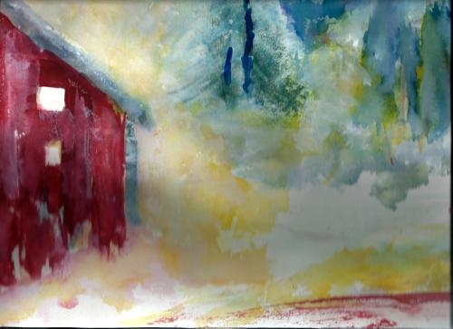 Red Cabin in Winter